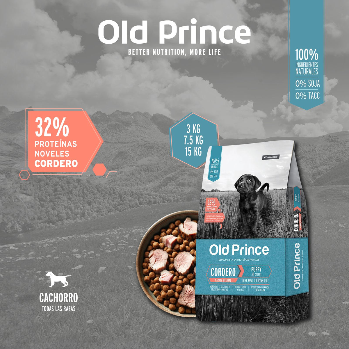 Old Prince Noveles Cordero y Arroz Cachorros 15 KG