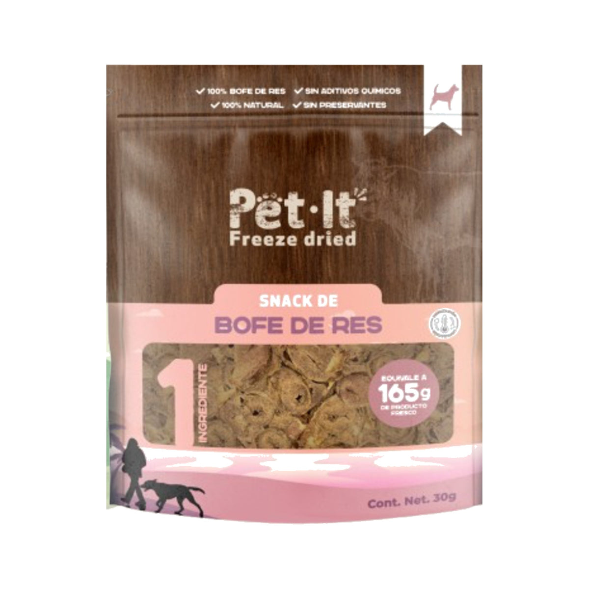 Pët·It Snack Bofe de Res 30 g — freeze dried, equivale a 165 g de producto fresco