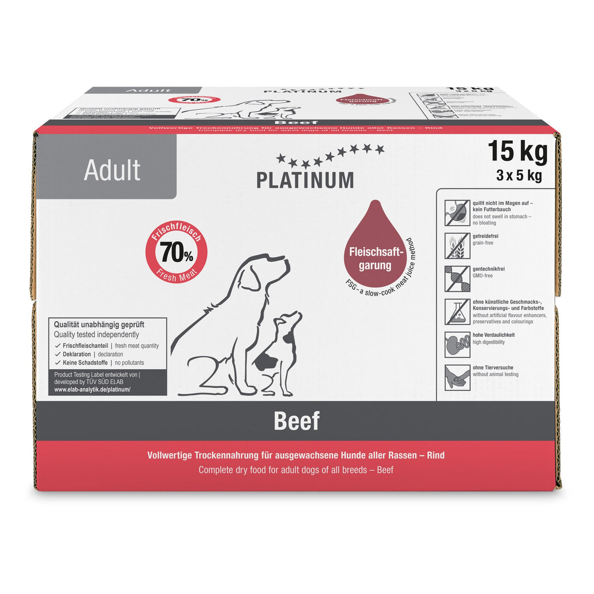 Platinum Dog Adult Beef (res) Caja 15 kg